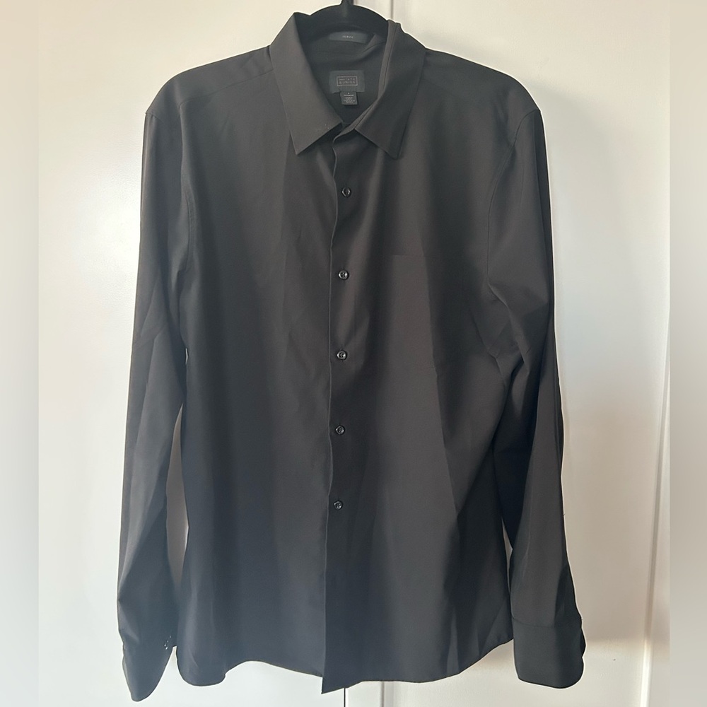 14th & Union Men's Black Long-Sleeve Dress Shirt